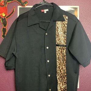 IZ IT U CHEETAH PRINT LOUNGE BOWLING SHIRT 90s RETRO SIZE M
